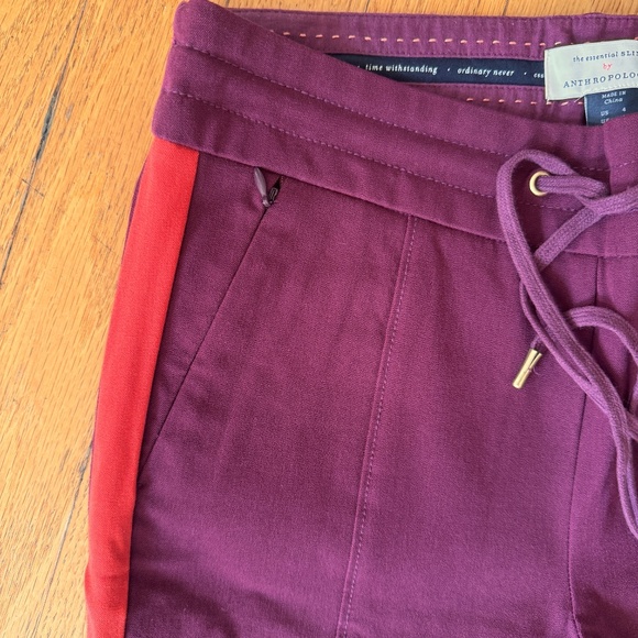 Anthropology Red w Orange Stripe Slim Pant - 4 - Picture 4 of 7